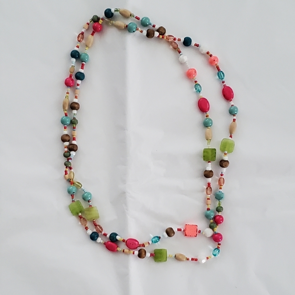 Multicolored Bead Necklace 22"